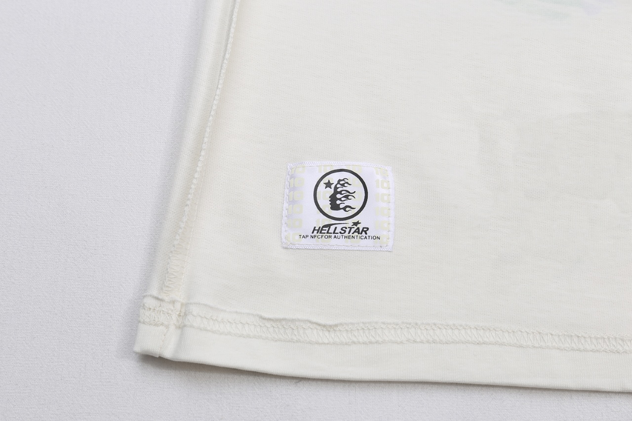 “New Hellstar 25s Five-Point Star Logo Cotton T-Shirt in White, Sizes S-XL” - 图片 8