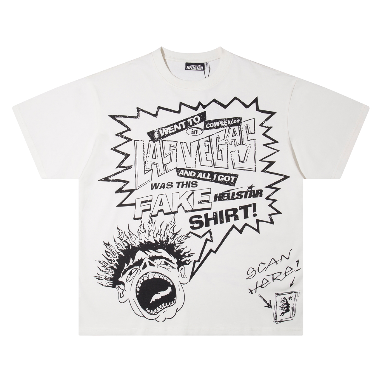 “New Hellstar Star 25s Logo Cotton T-shirt in Black and White, Sizes S-XL” - 图片 1