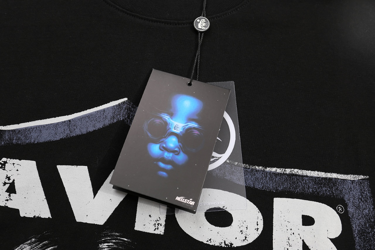 Hellstar Star 25s Cotton T-shirt in Water Wash Black, Sizes S-XL, 250g Cotton. - 图片 4