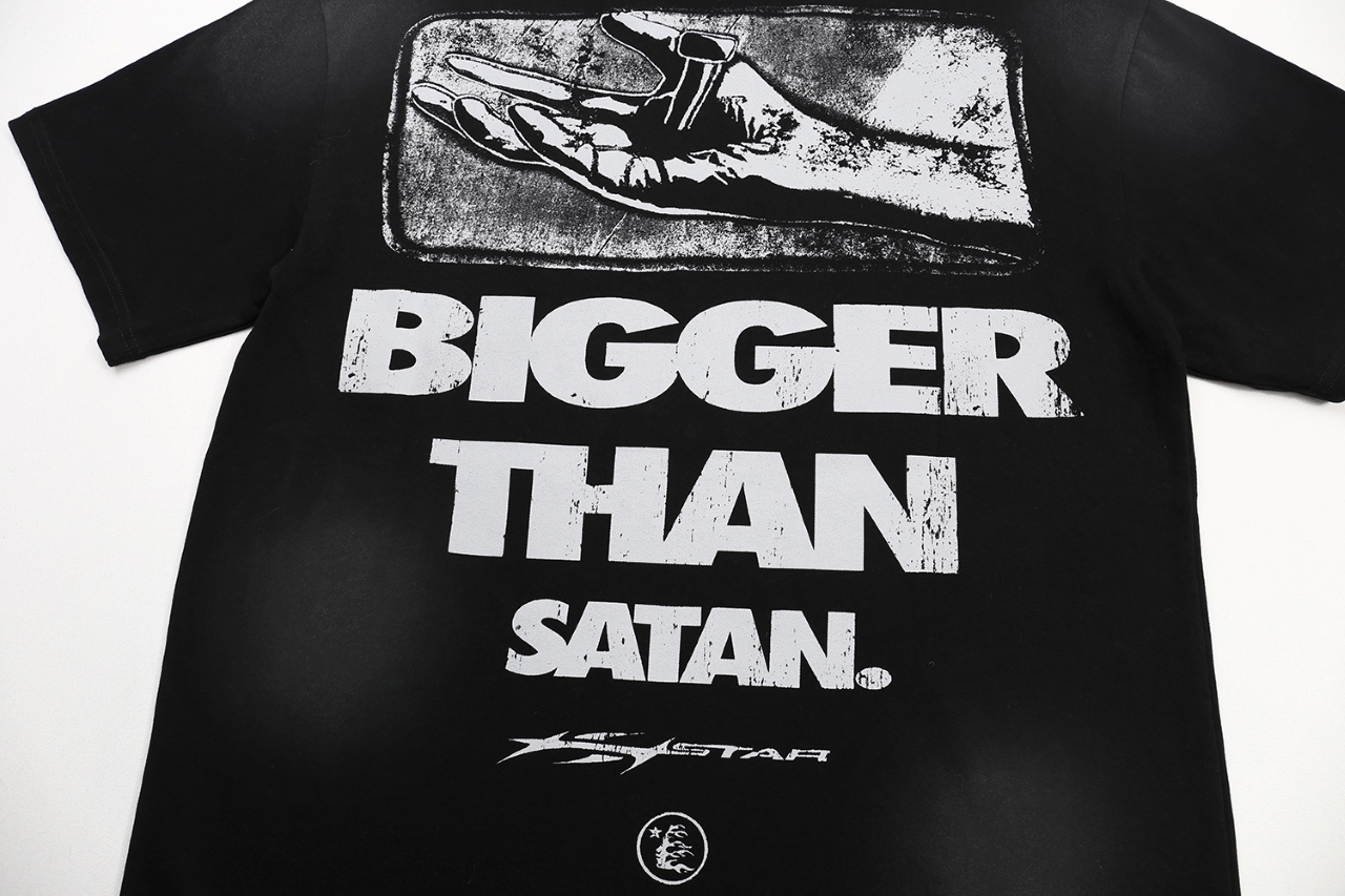 Hellstar Star 25s Cotton T-shirt in Water Wash Black, Sizes S-XL, 250g Cotton. - 图片 6