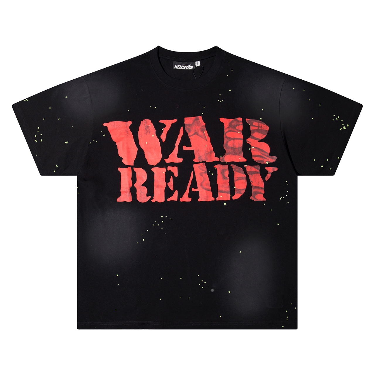 Water Washing Black Cotton T-Shirt with Hellstar Logo in Various Sizes.