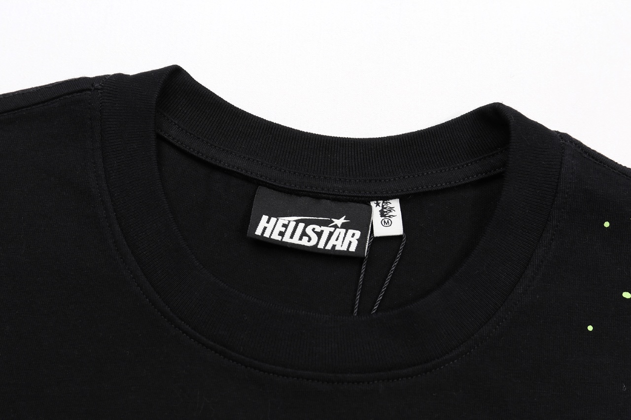Water Washing Black Cotton T-Shirt with Hellstar Logo in Various Sizes. - 图片 3