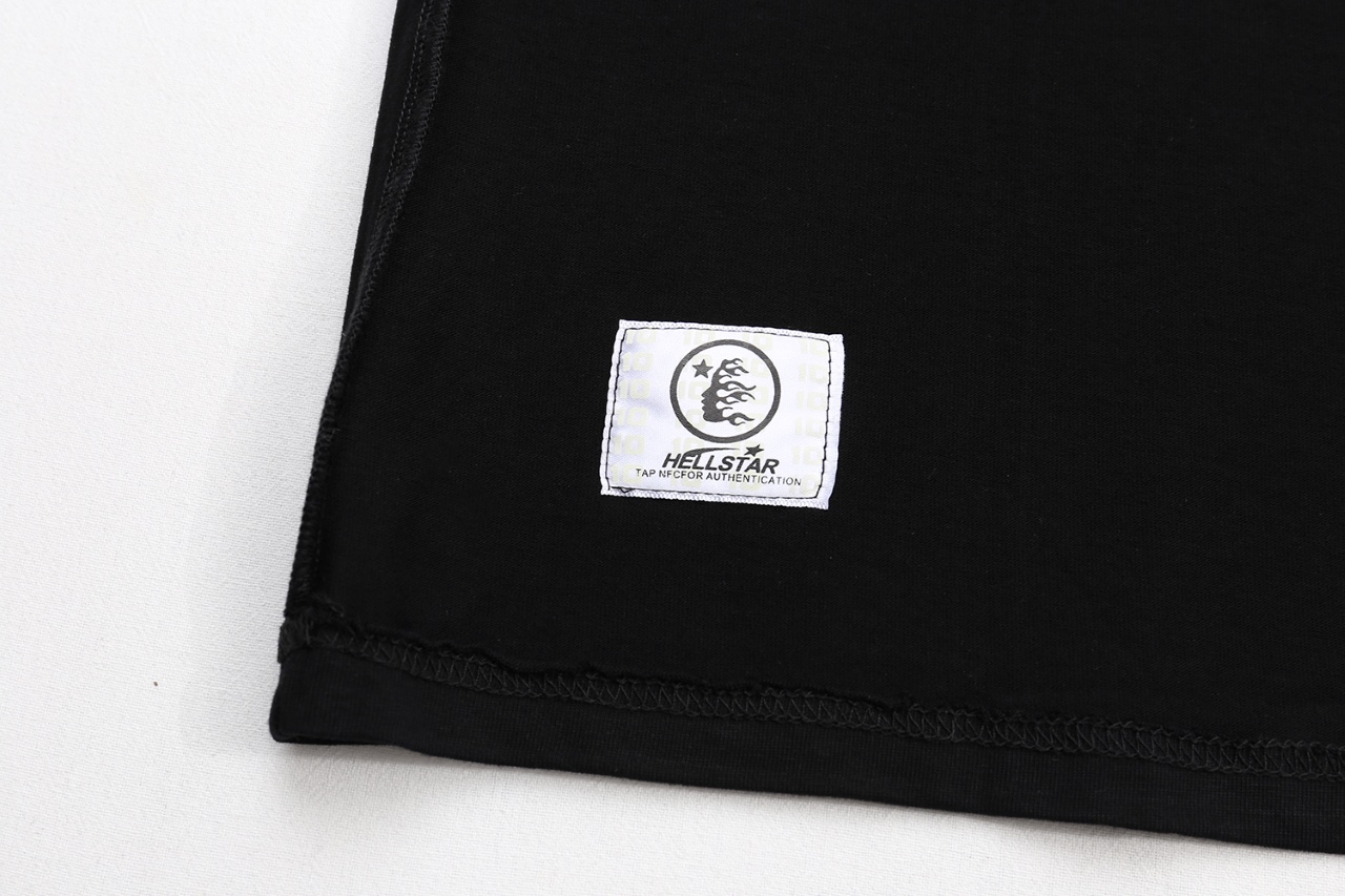Water Washing Black Cotton T-Shirt with Hellstar Logo in Various Sizes. - 图片 8