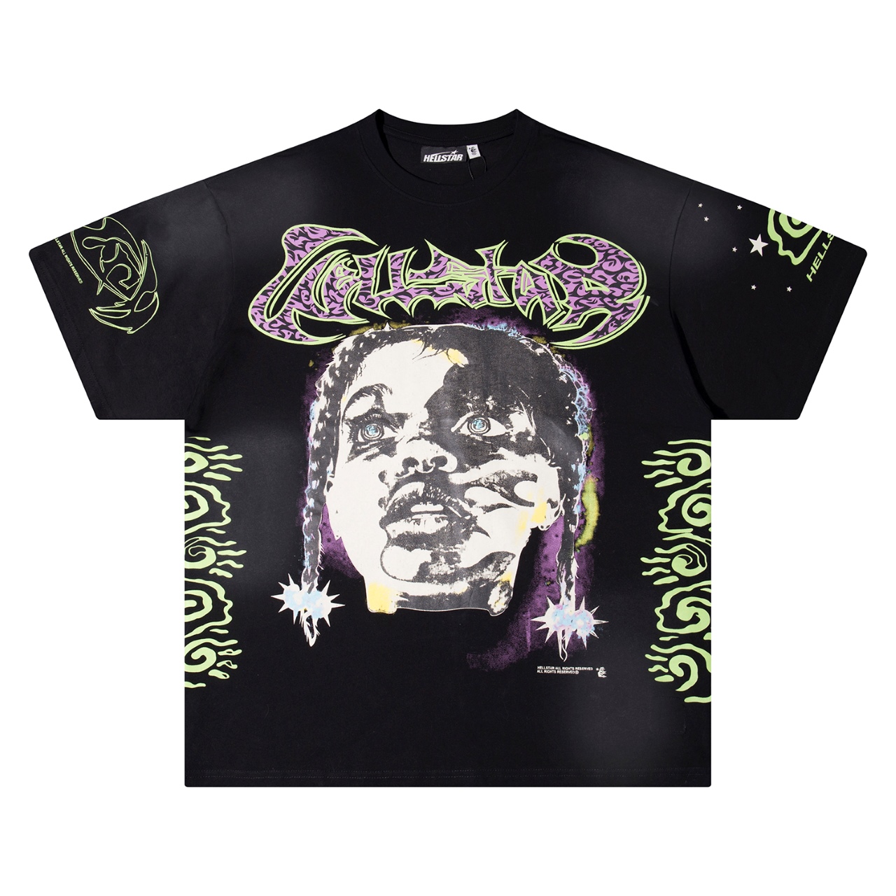 “Black Cotton Tulip T-Shirt, Sizes S-XL, Hellstar Design, Code 133”