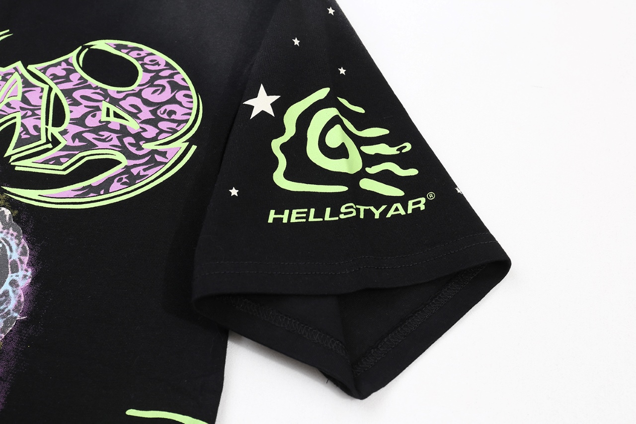 “Black Cotton Tulip T-Shirt, Sizes S-XL, Hellstar Design, Code 133” - 图片 7