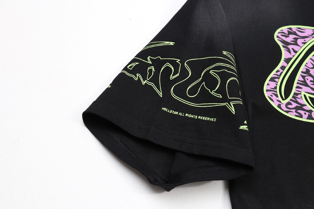 “Black Cotton Tulip T-Shirt, Sizes S-XL, Hellstar Design, Code 133” - 图片 8