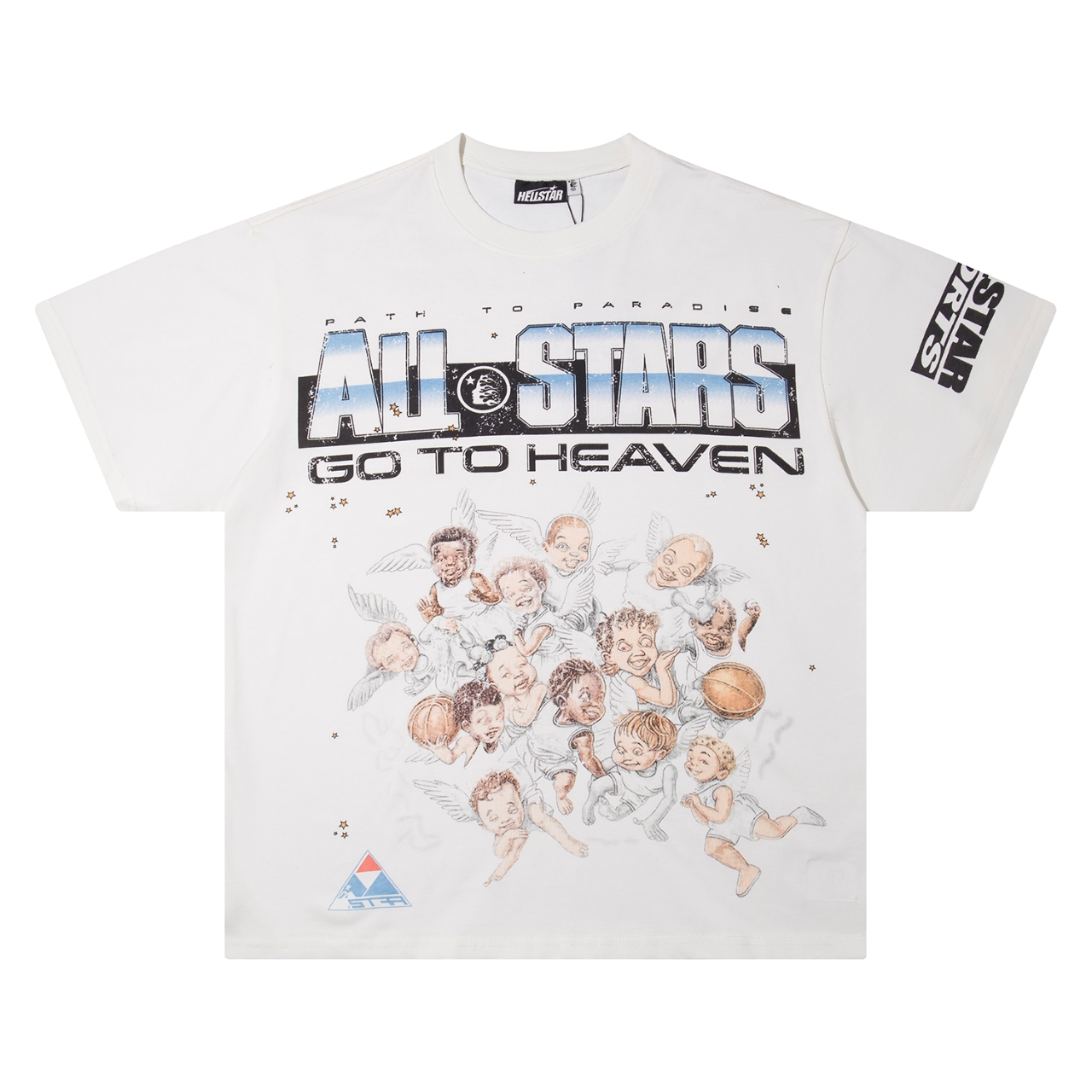 “New Hellstar Star T-shirt with Logo Print, 100% Cotton, White, Sizes S-XL” - 图片 1