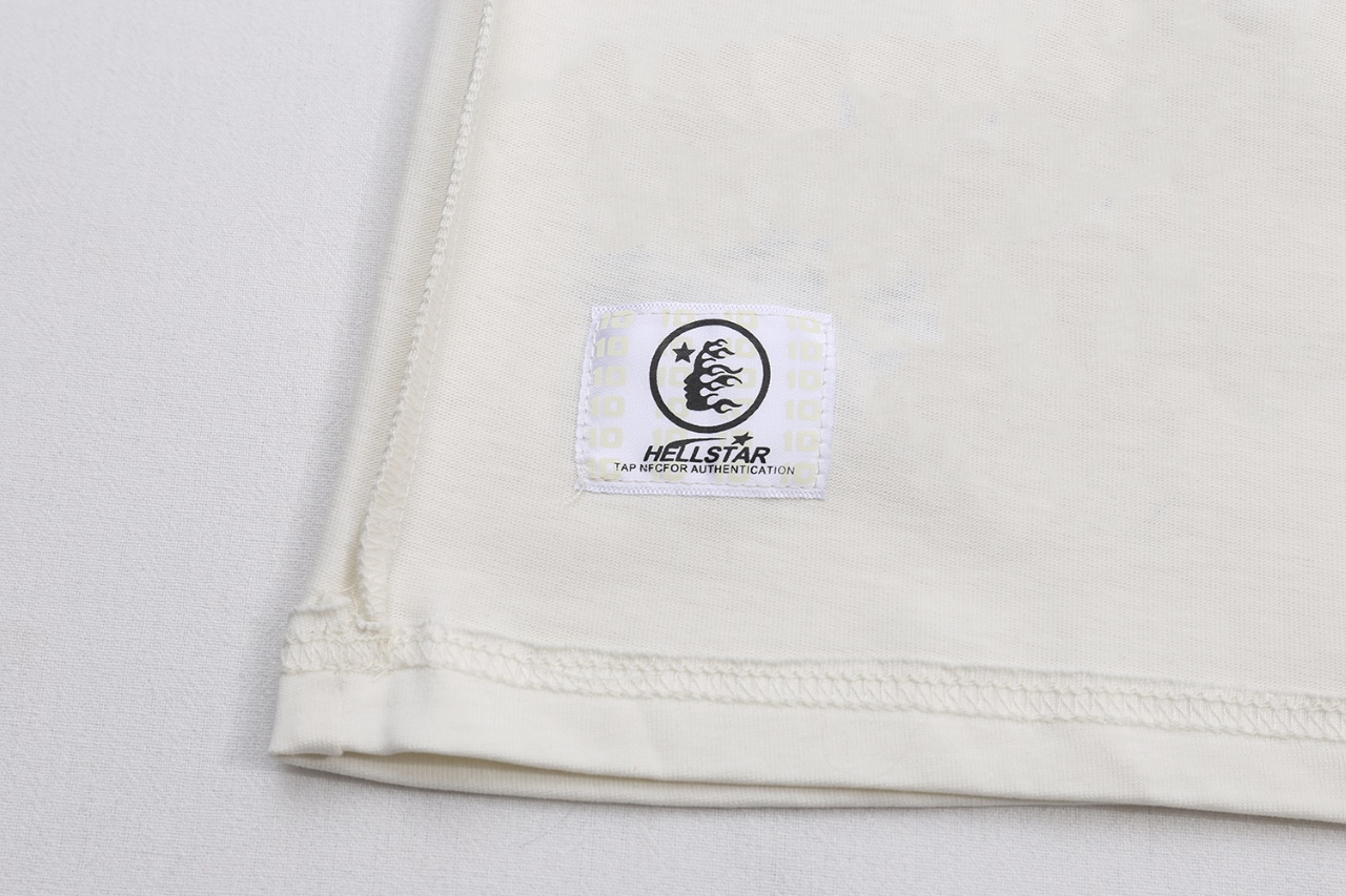 “New Hellstar Star T-shirt with Logo Print, 100% Cotton, White, Sizes S-XL” - 图片 8