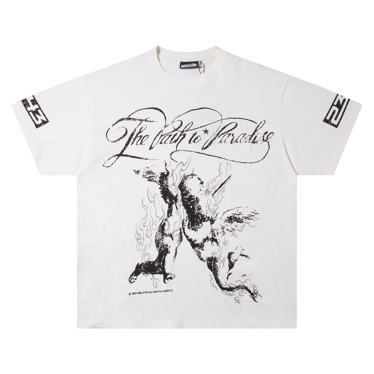 New Hellstar Star 25s Angel of Hell Logo Cotton T-shirt in White (S-XL) – $120