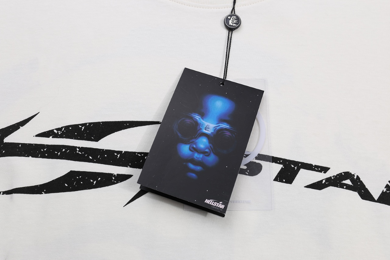 New Hellstar Star 25s Logo Base Cotton T-shirt in White, Sizes S-XL - 图片 4