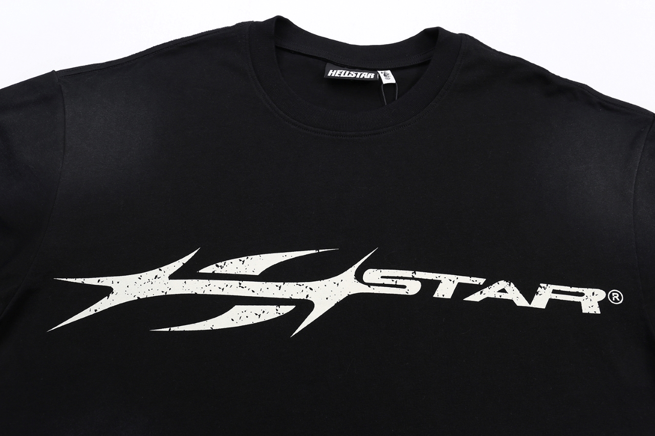 New Hellstar Star 25s Logo Cotton T-shirt in Water Wash Black – Sizes S-XL - 图片 5