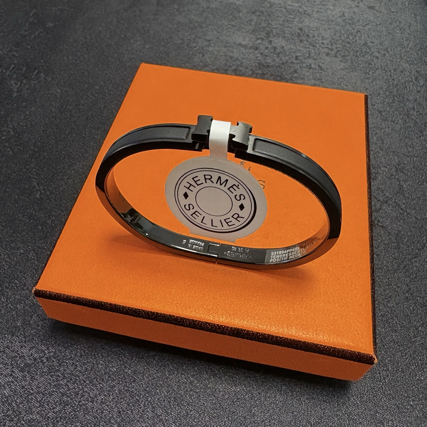 Hermès 推荐 级别 黑武士6mm爱马仕Hermes珐琅手镯小号窄版细款高版本