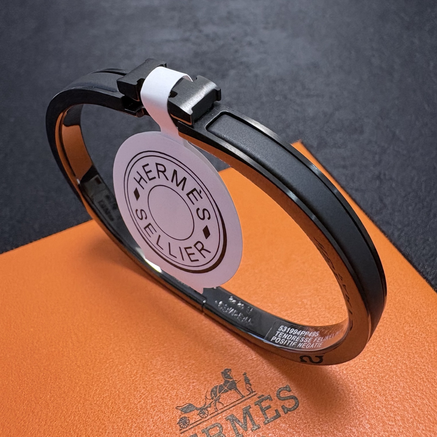 Hermès 推荐 级别 黑武士6mm爱马仕Hermes珐琅手镯小号窄版细款高版本
