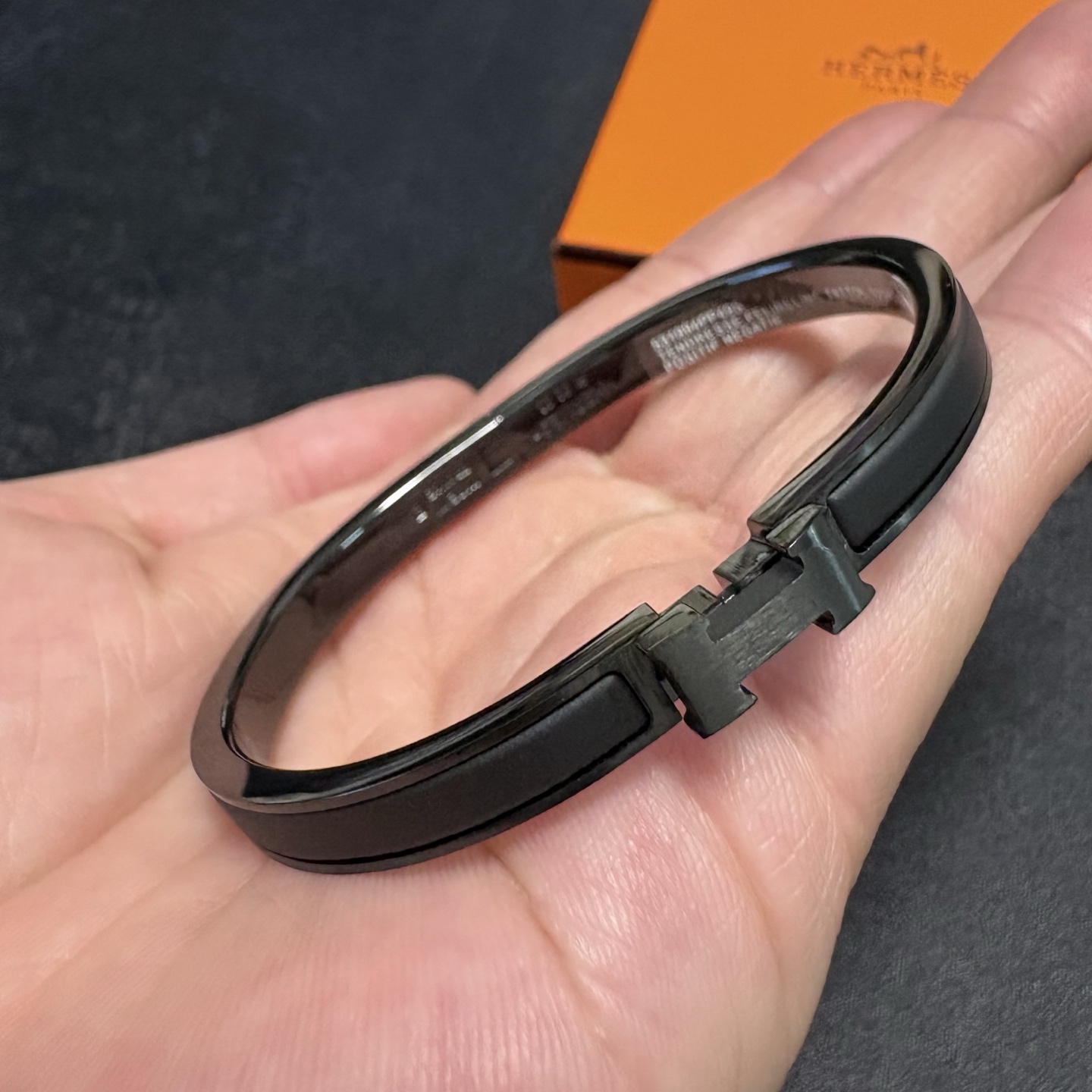 Hermès 推荐 级别 黑武士6mm爱马仕Hermes珐琅手镯小号窄版细款高版本
