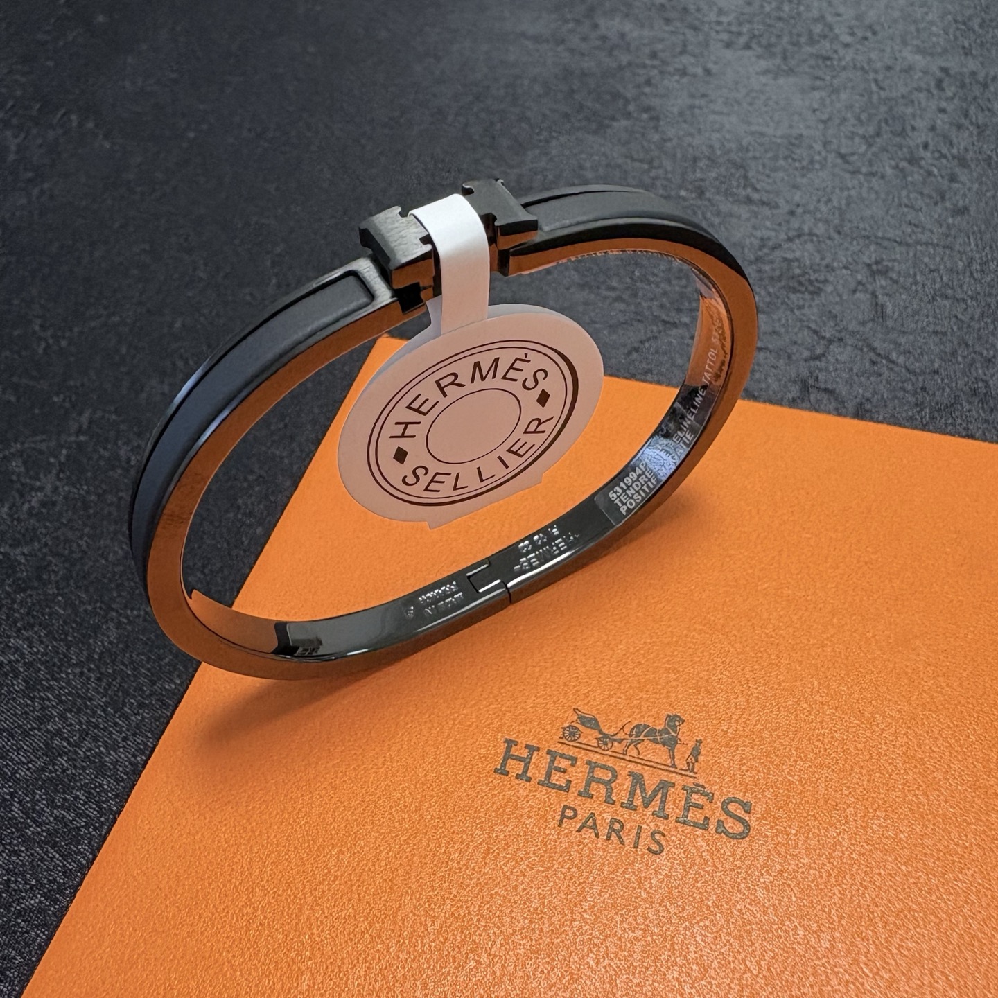 Hermès 推荐 级别 黑武士6mm爱马仕Hermes珐琅手镯小号窄版细款高版本
