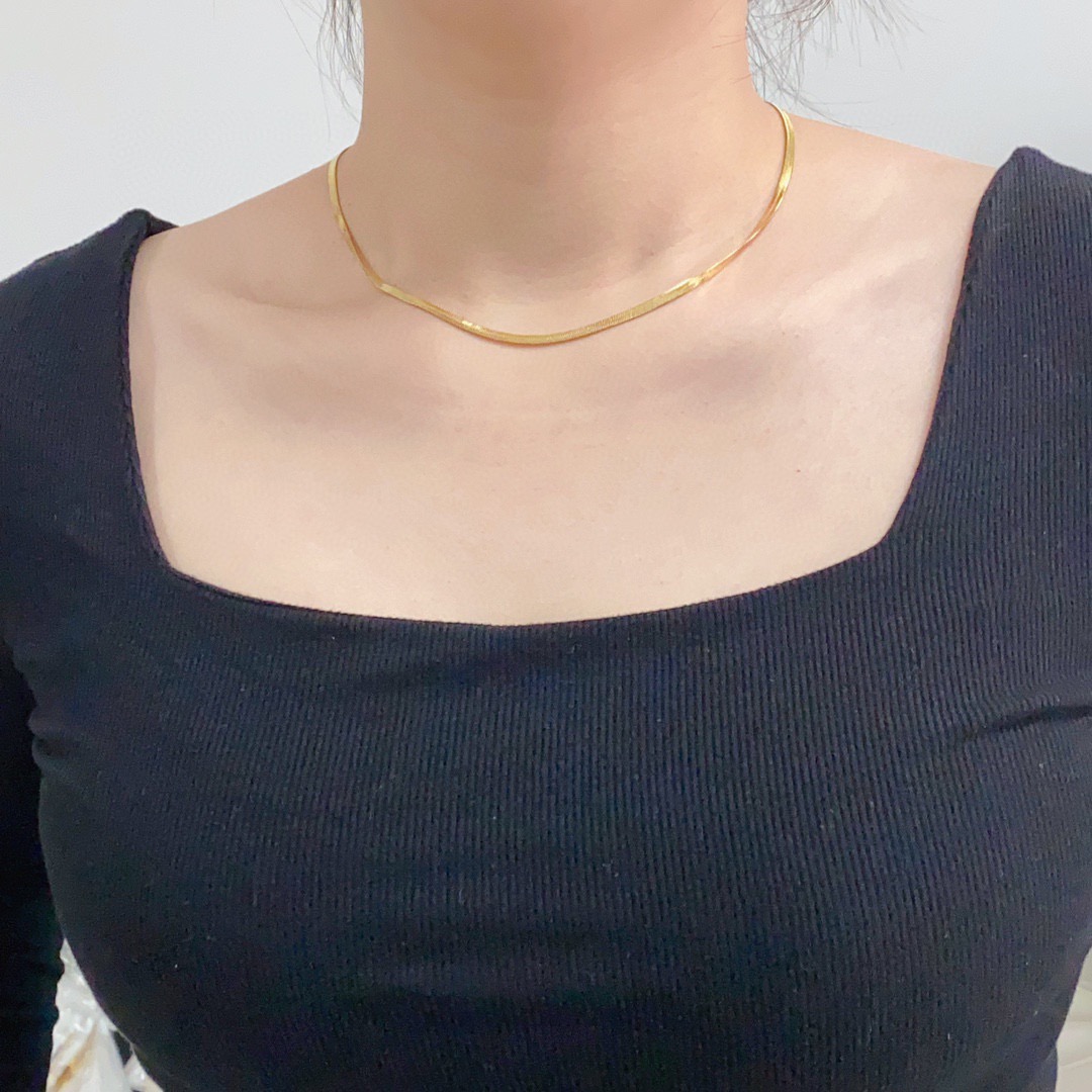 Celine Triomphe Snake Chain Choker necklace 14K gold silver-toned metal no accent stones 40cm with 5cm extender