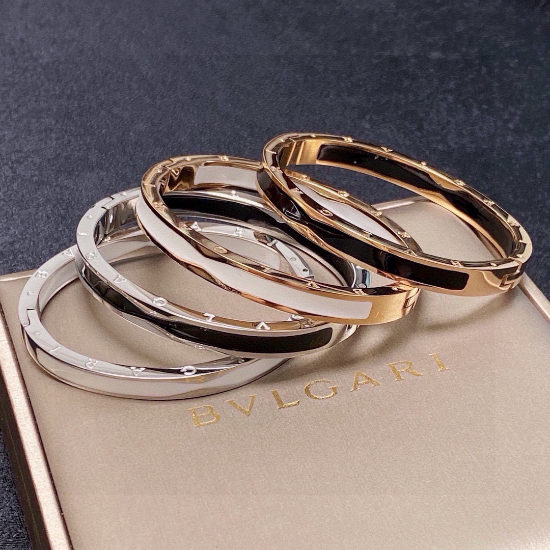 Bvlgari B zero1 bracelet Rose gold metal with black ceramic inlay 17cm inner circumference