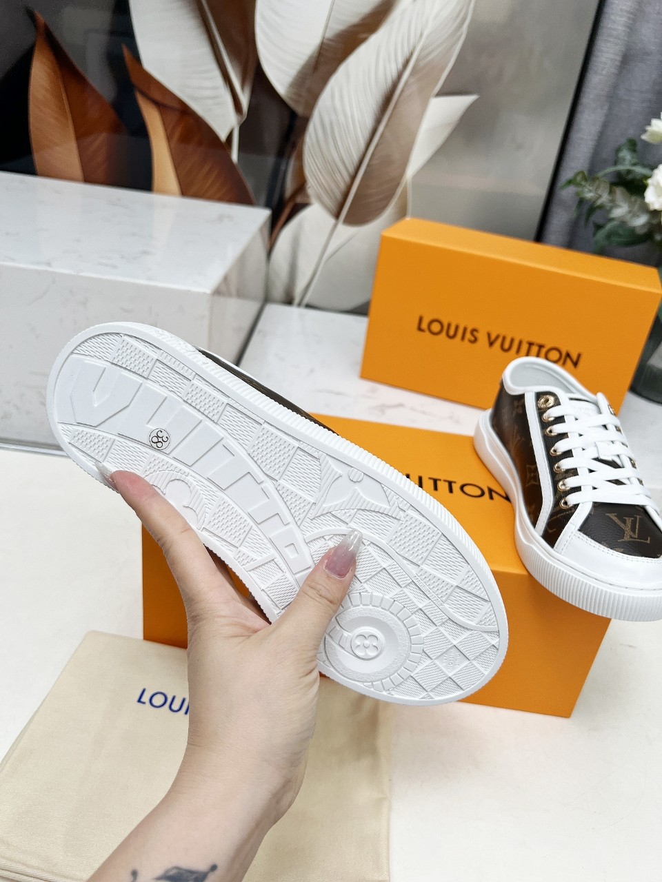 Louis Vuitton Women's Brown Monogram Canvas Sneaker, Comfortable & Stylish 7 a1742540811011 0230