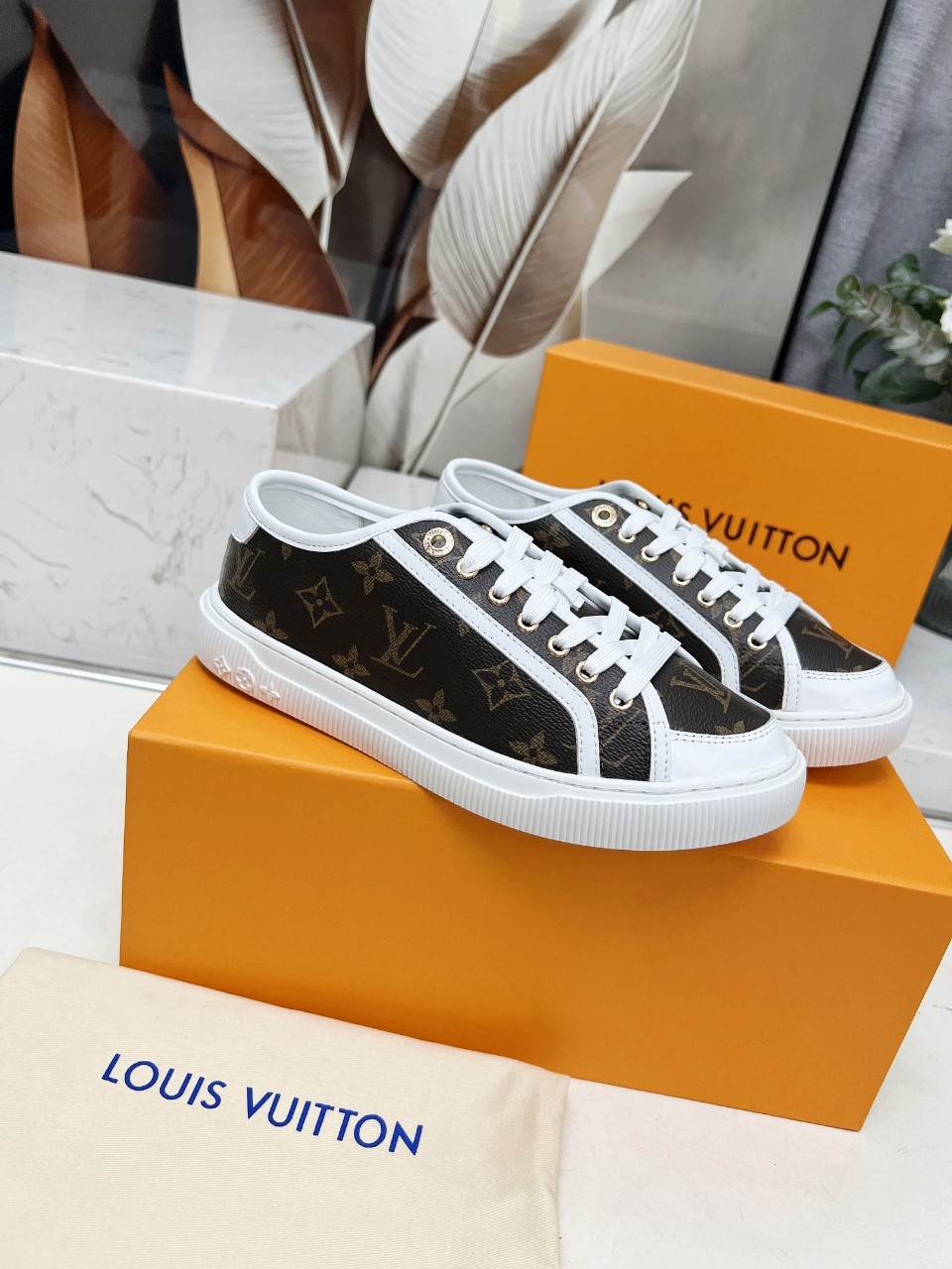 Louis Vuitton Women's Brown Monogram Canvas Sneaker, Comfortable & Stylish