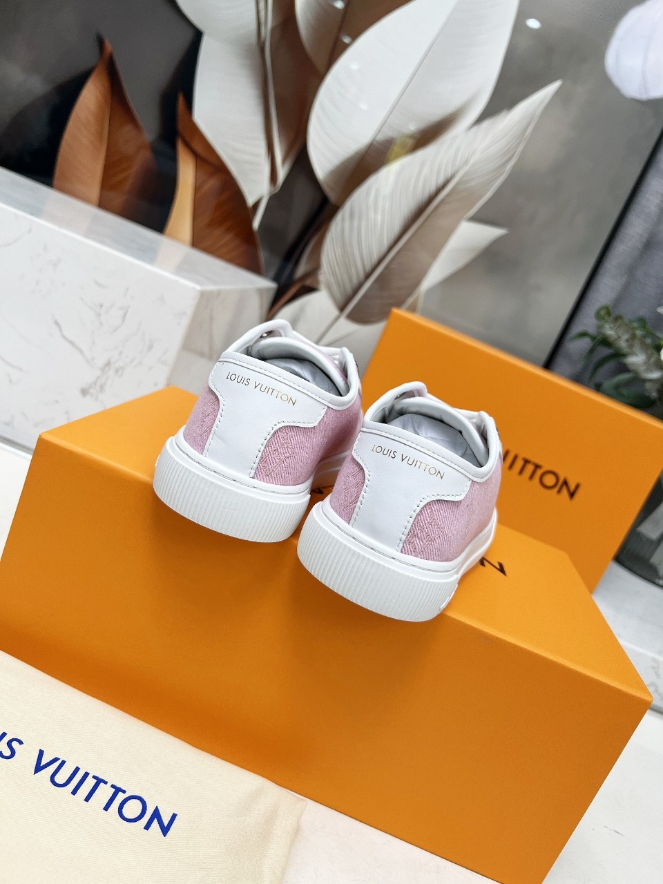 Louis Vuitton Pink Monogram Canvas Sneakers Women's Lace-Up Shoes 9 a1742540855294 8236