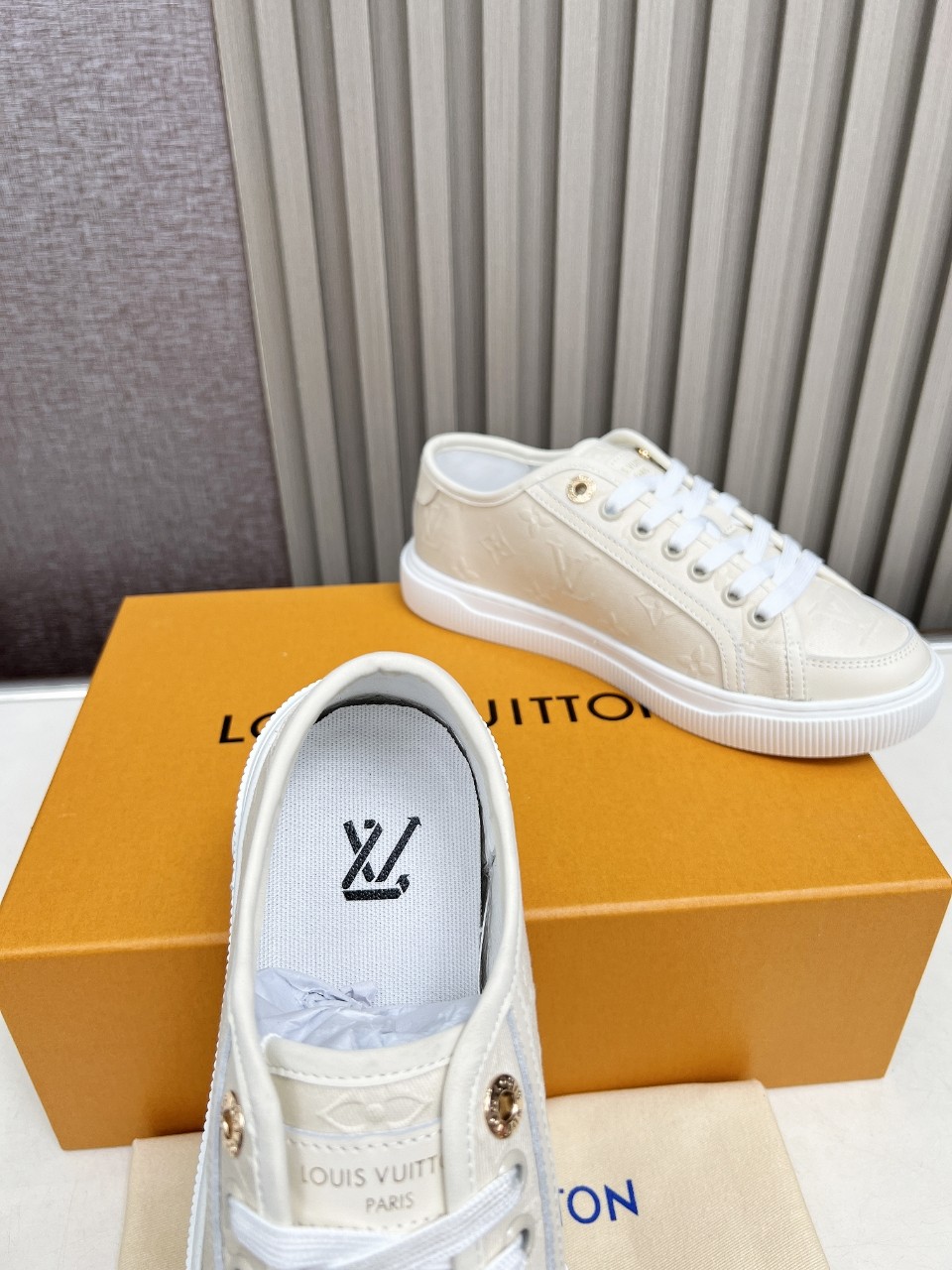 Louis Vuitton Women's Cream Monogram Canvas Low-Top Sneakers 8 a1742629063321 1505