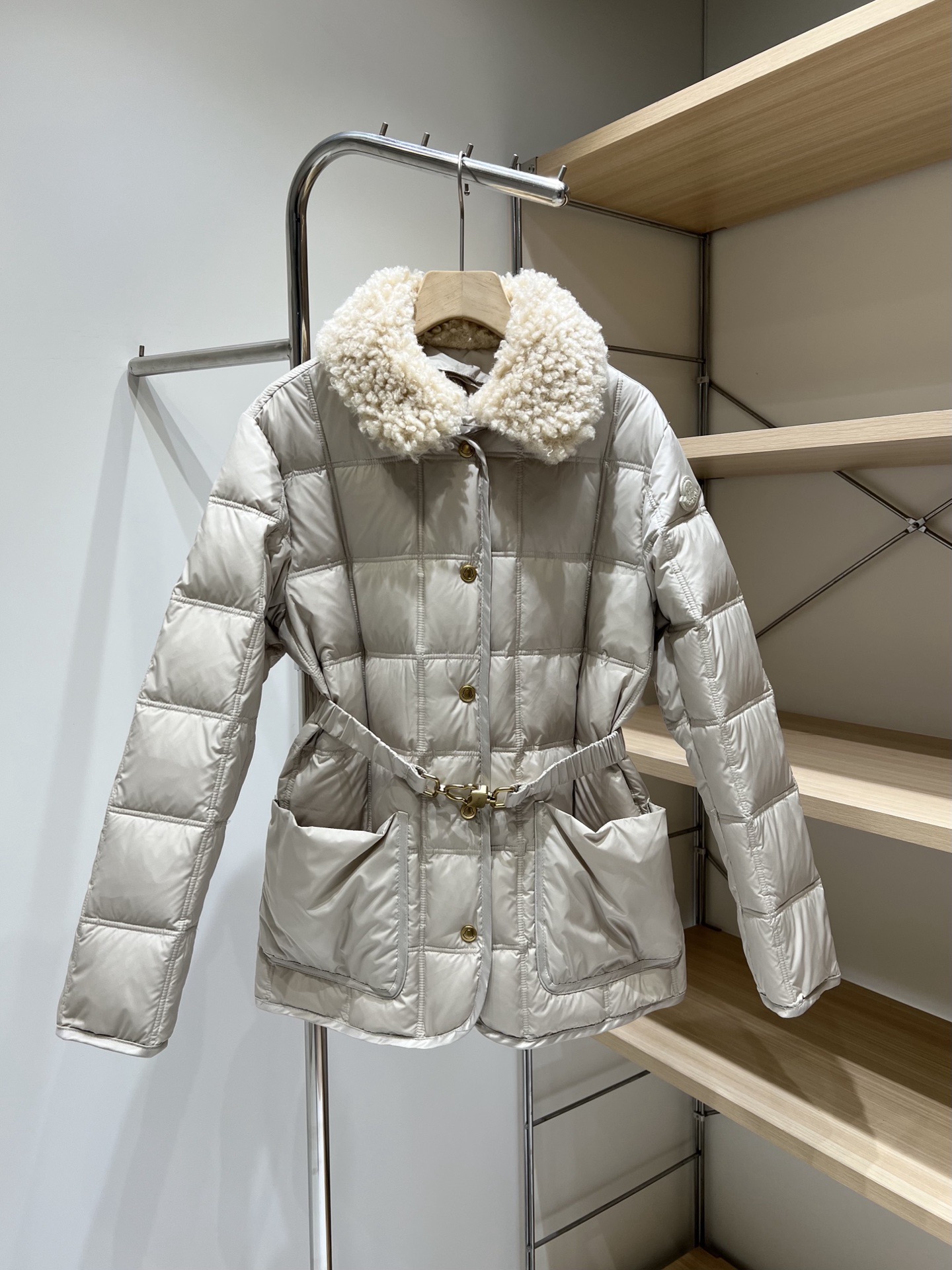 Light Gray Belted Quilted Jacket
