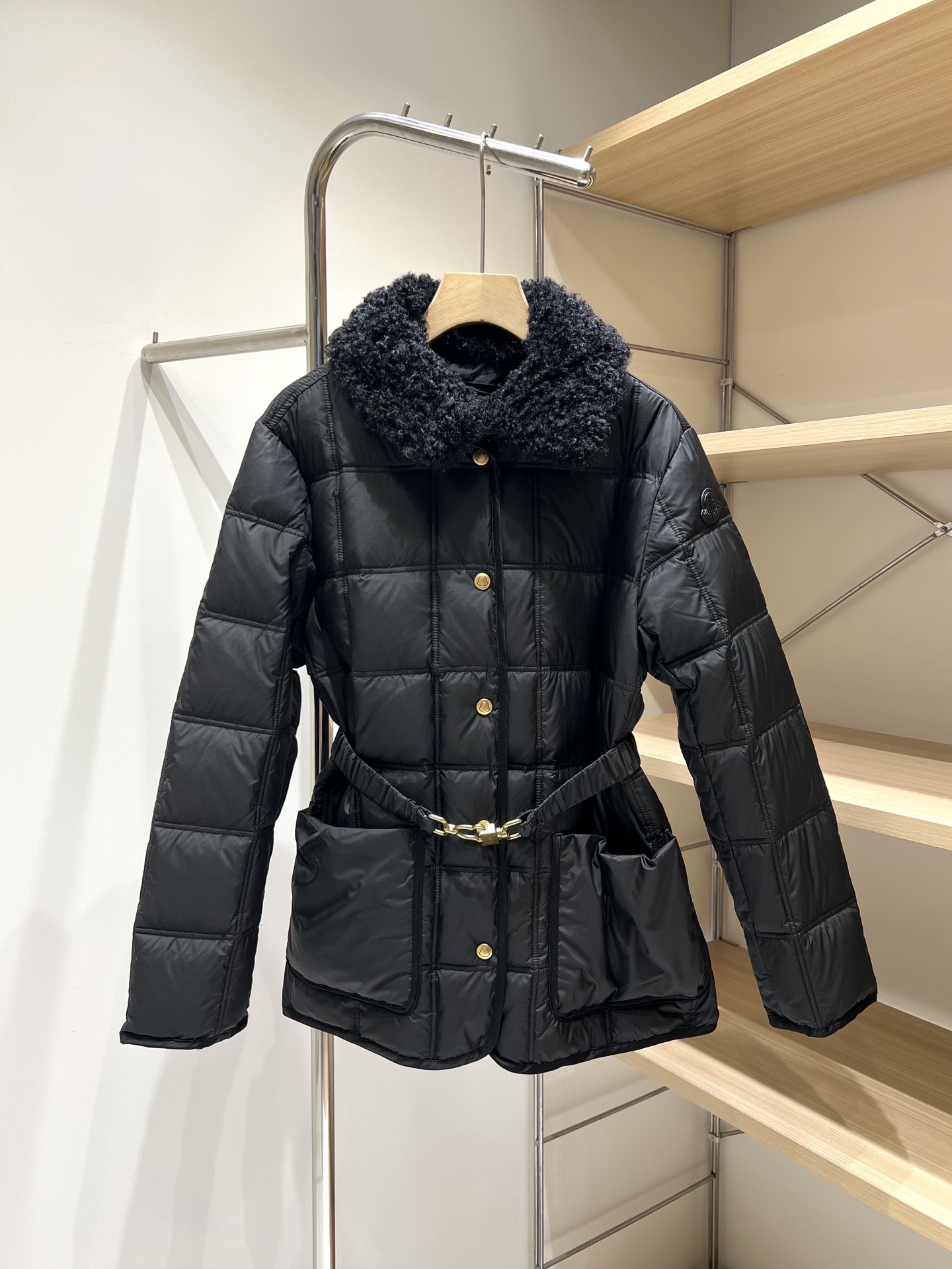 Black Belted Quilted Jacket