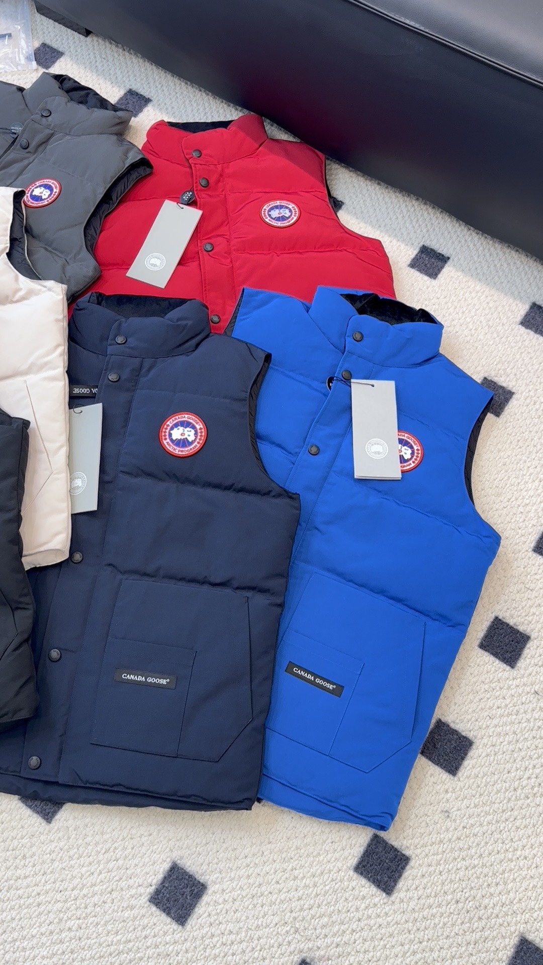 Canada Goose Clothing Waistcoats Black Blue Red Sky White