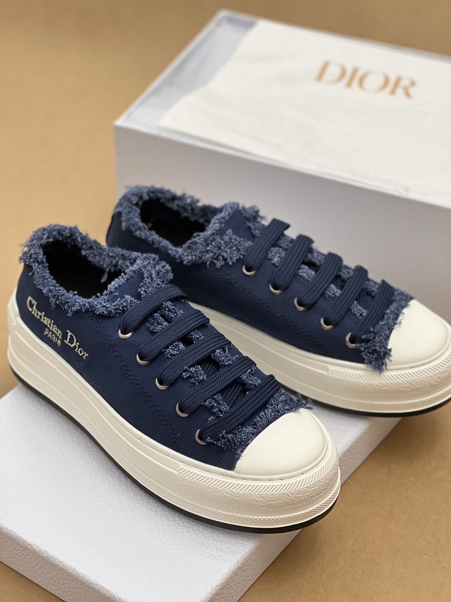 Dior Sportschoenen Canvas schoenen Borduurwerk Canvas Katoen Rubber Schapenvacht TPU Oblique Casual