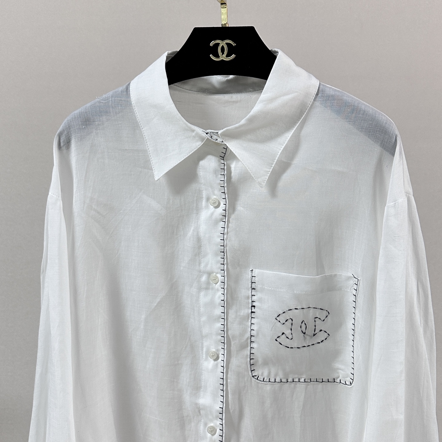 chanel vintage cc embroidered linen set