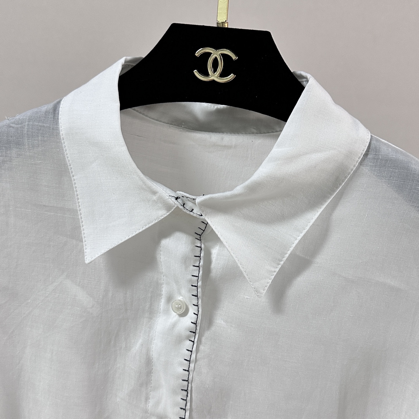 chanel vintage cc embroidered linen set