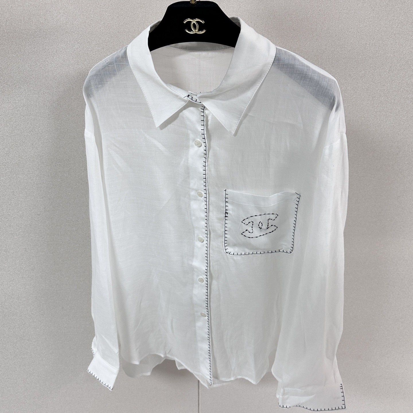 chanel vintage cc embroidered linen set
