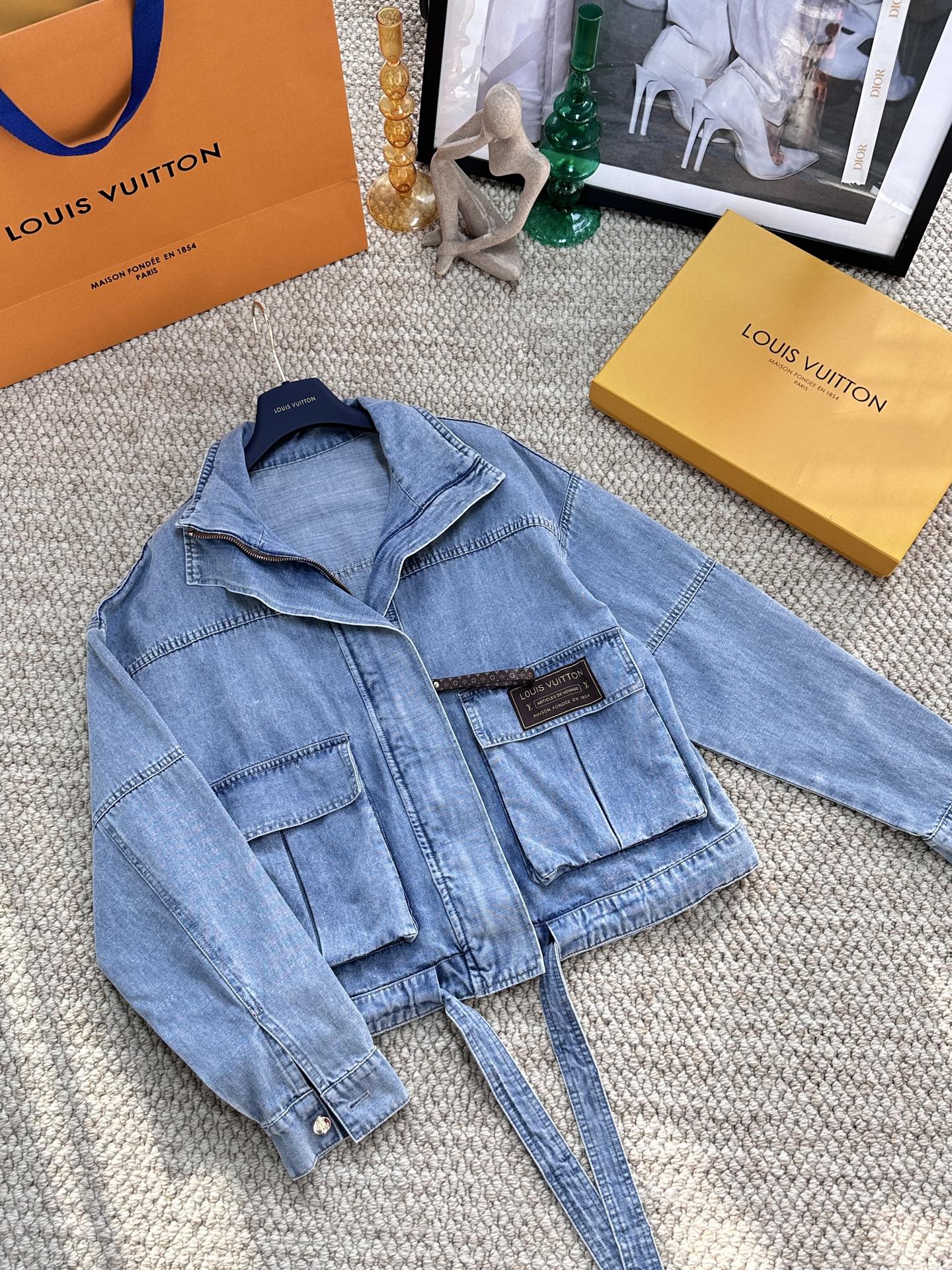 lv Washed Denim Two Piece Set