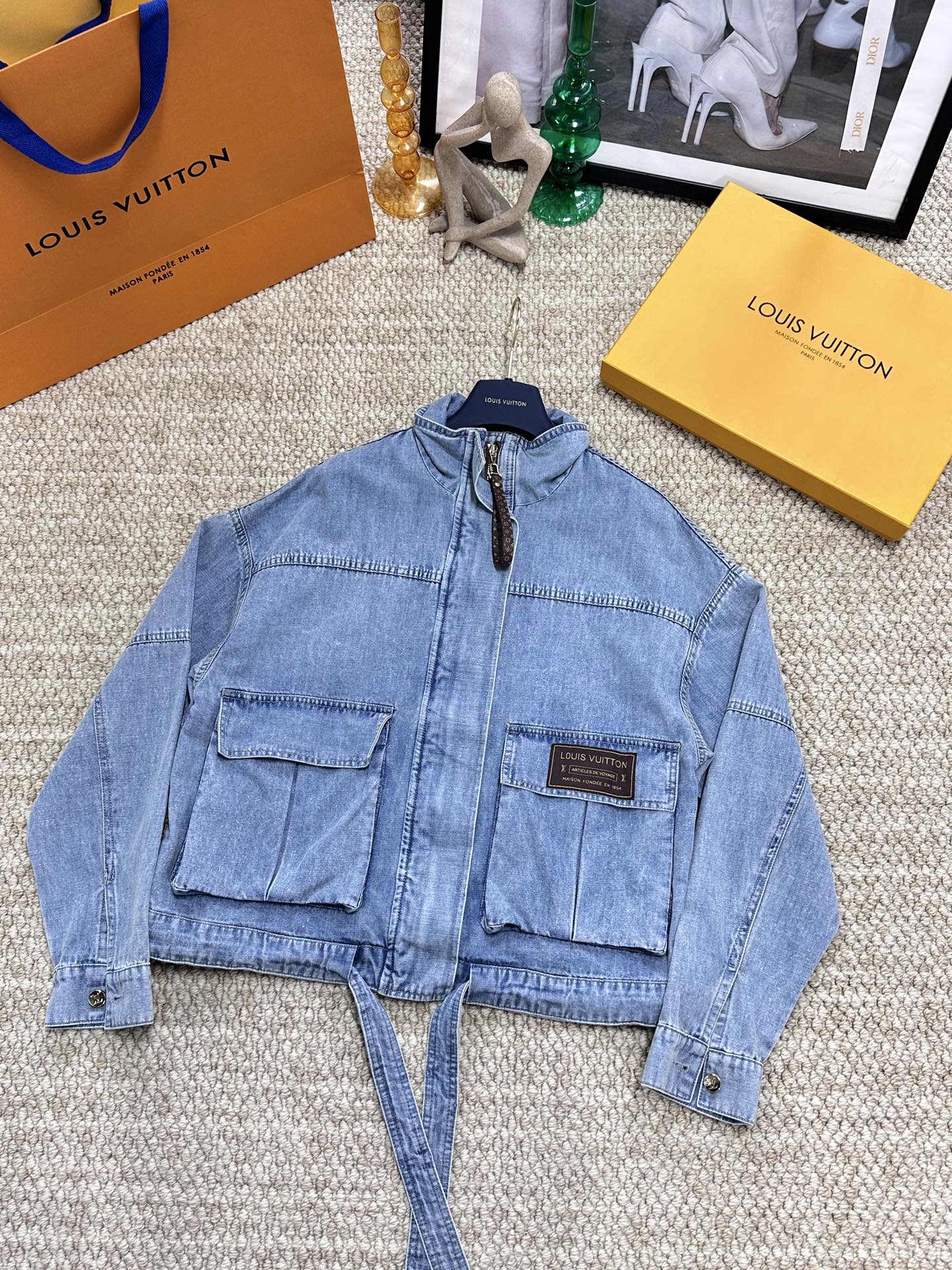 lv Washed Denim Two Piece Set