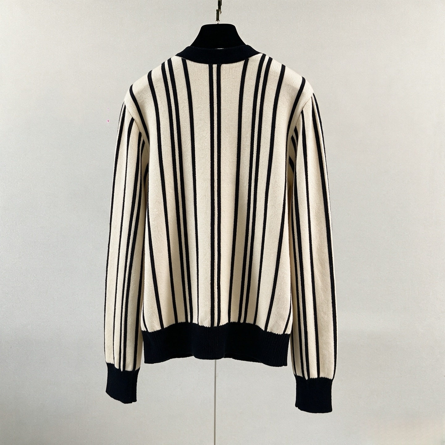 chanel vertical stripe v neck cardigan