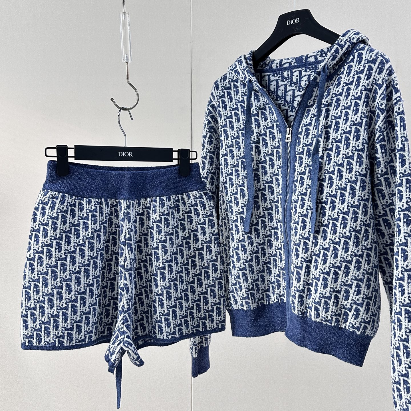 Blue Patterned Jacket and Shorts Set