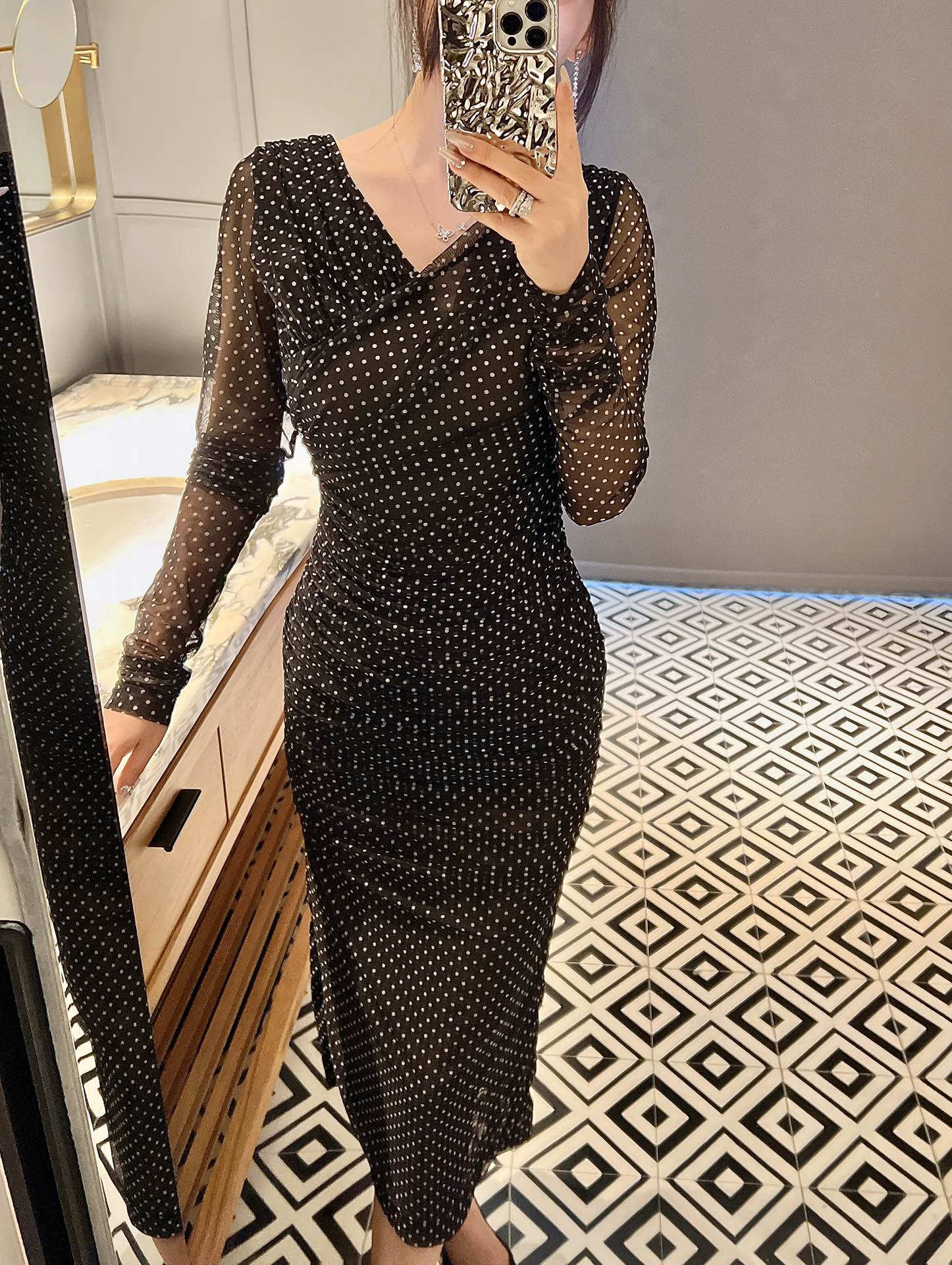 NO:336032,mesh polka dot dress s7 M4, skirts, alexander wang19860909网布波点连衣裙 s7 M4,,skirts,alexander wang,Women's clothing