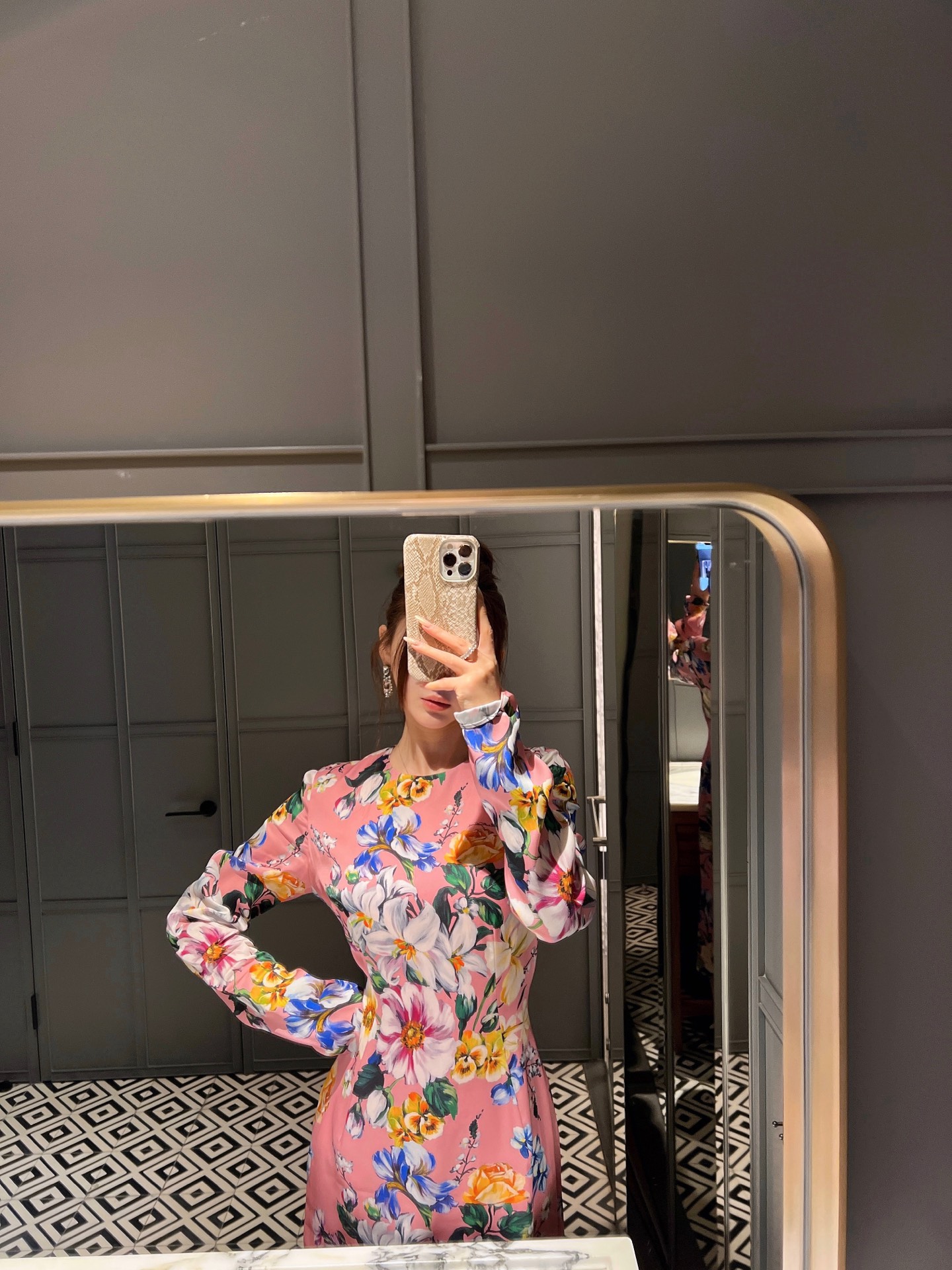 26春夏新品❤️印花连衣裙！粉色优雅现货36-38-40-42