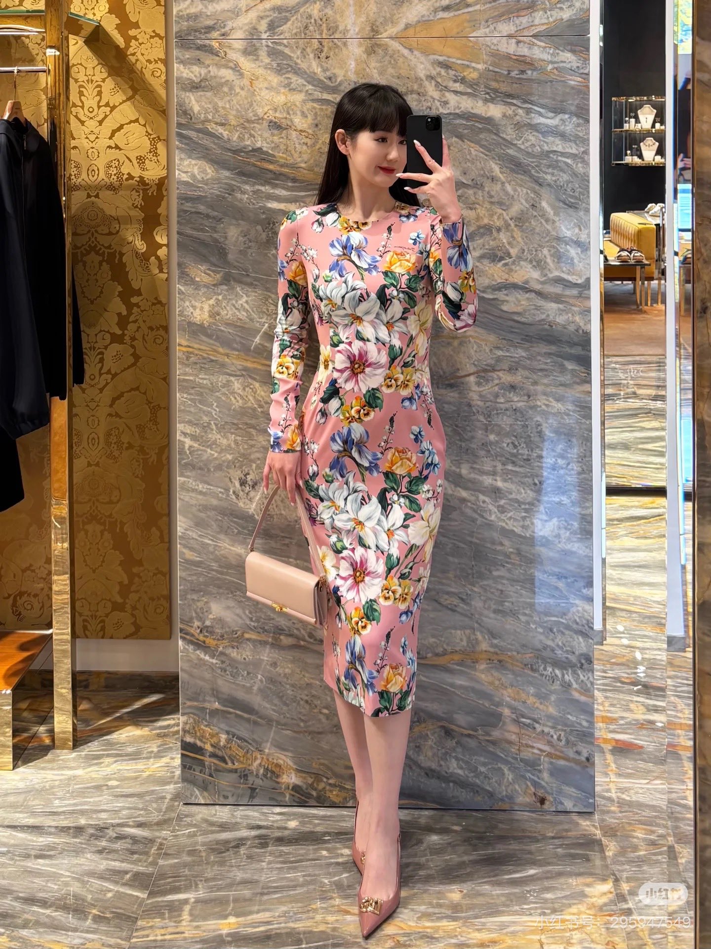 26春夏新品❤️印花连衣裙！粉色优雅现货36-38-40-42