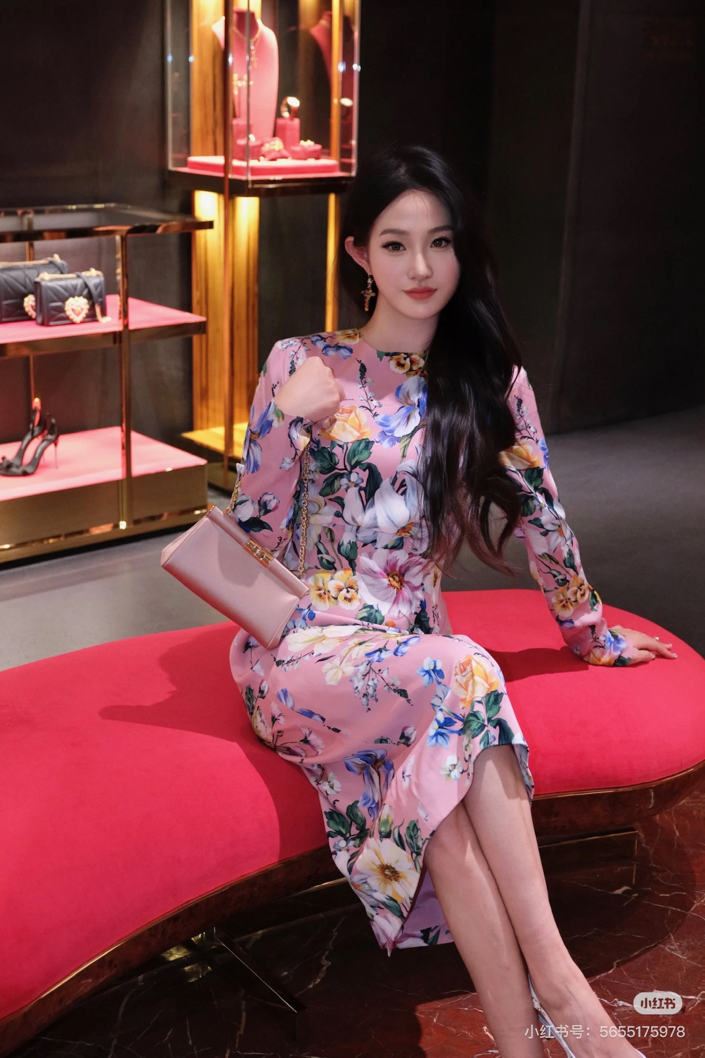 26春夏新品❤️印花连衣裙！粉色优雅现货36-38-40-42