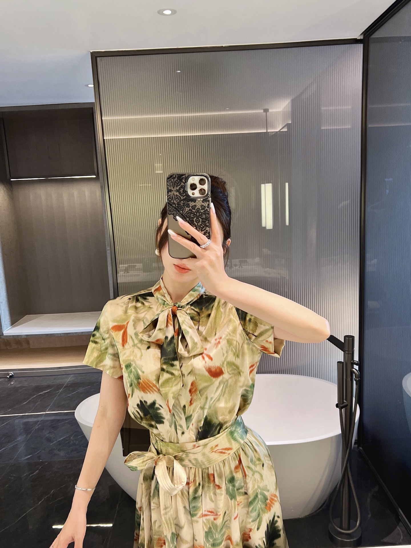 Elegant Silk Satin Two-Piece Set: Floral Print Top and Skirt, Spring 2024 9 i1745902886931 7567 0 7