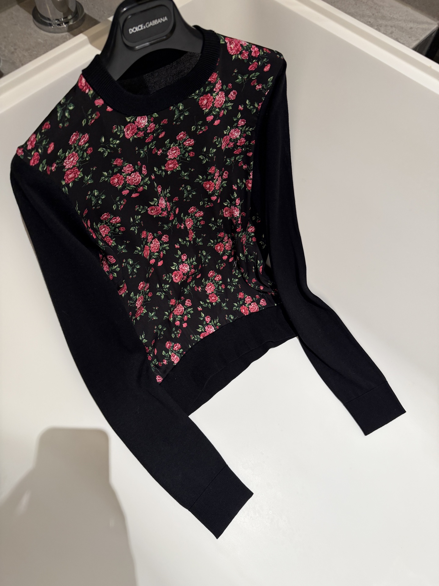 26早春新品❤️真丝纱线拼接真丝缎面料套头打底毛衫！36-38-40-42