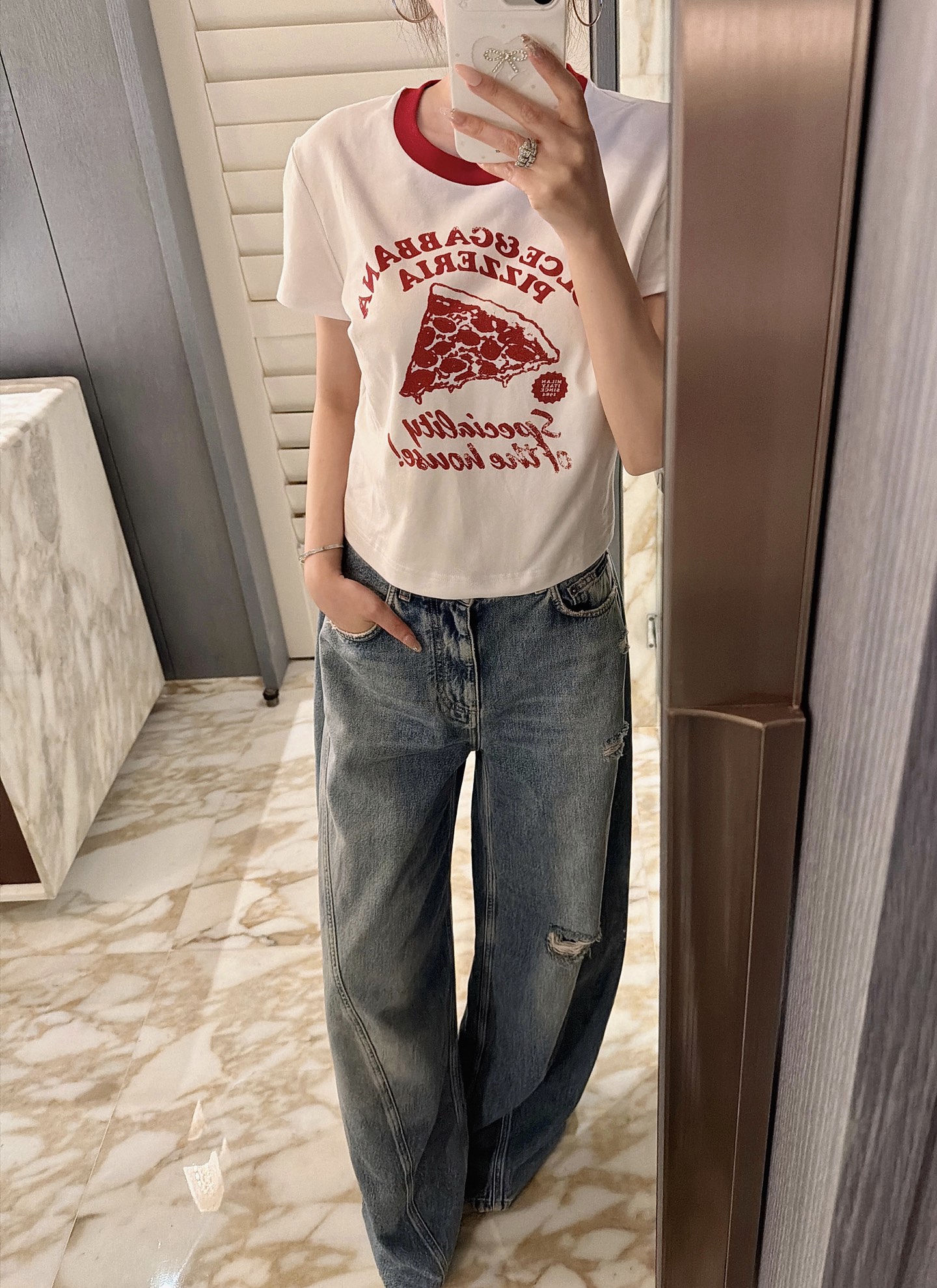 NO:802598,26 spring and summer new pizza pattern printed T in stock 36-38-40-42,,1986090926春夏新款piza图案印花T现货36-38-40-42,,,Women's clothing
