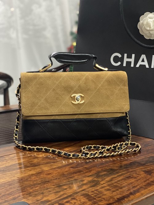 Chanel 25A Suede Messenger Bag with Diamond Pattern and Classic Double C Logo 3 Chanel 25A Suede Messenger Bag with Diamond Pattern and Classic Double C Logo