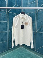 Louis Vuitton Kleding Overhemden Borduurwerk Unisex Katoen Kant