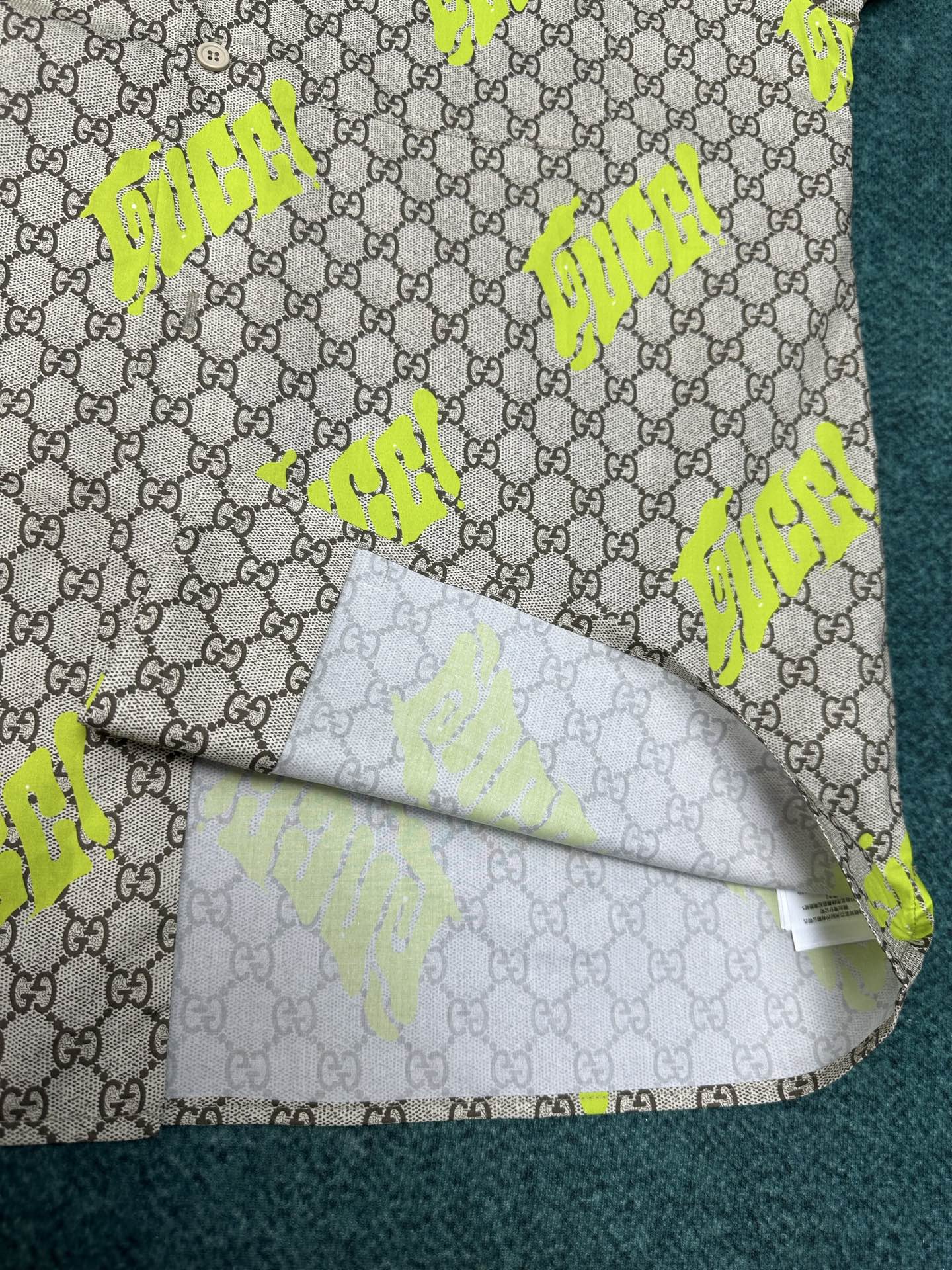Gucci Beige, Brown & Lemon Green Cotton Shirt with Gucci Print - New 25SS 8 i1746861389385 4079 0 6