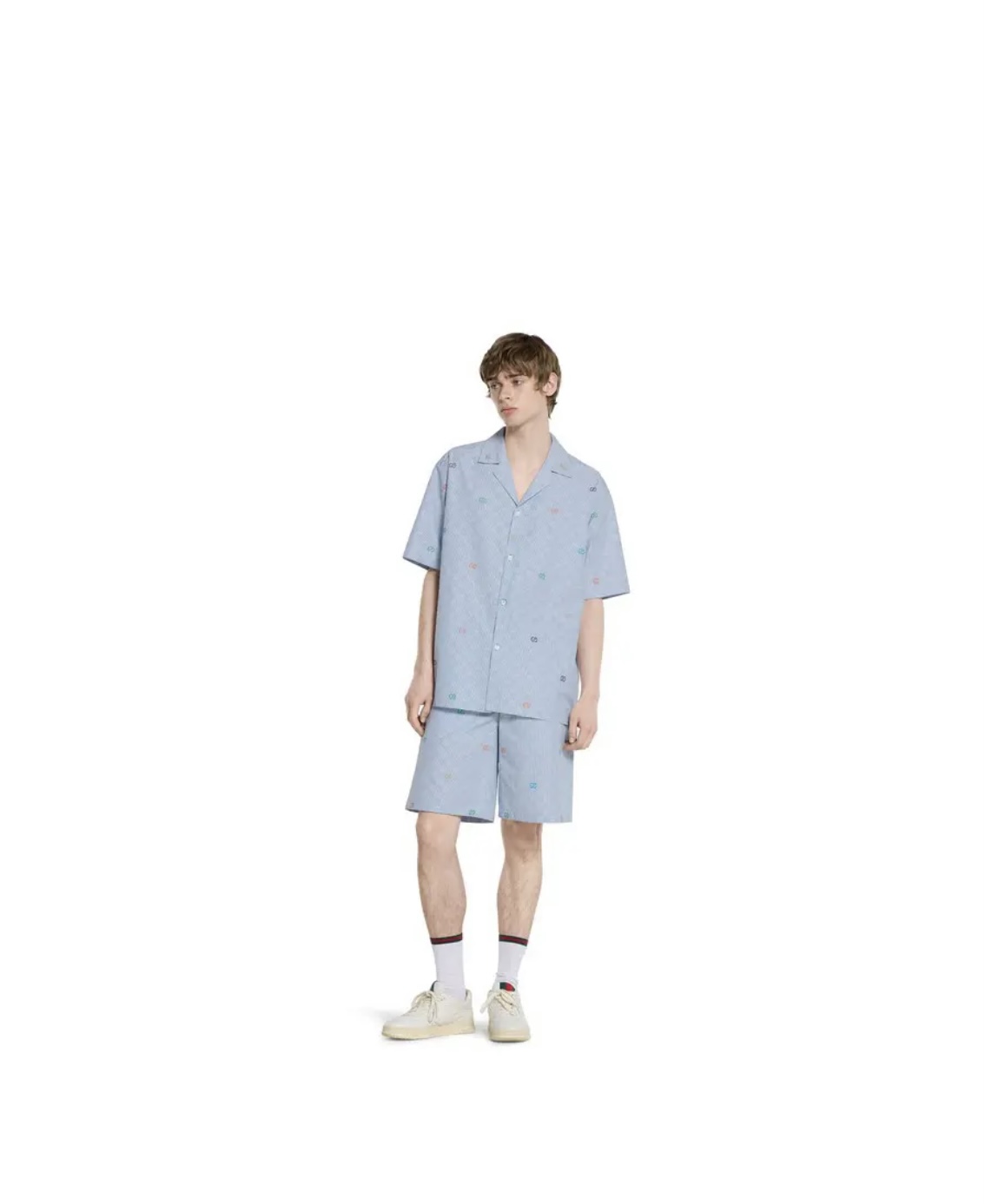 Gucci Light Blue Cotton Shirt and Shorts Set with Embroidered Details 2 i1751872502360 1152 0 0