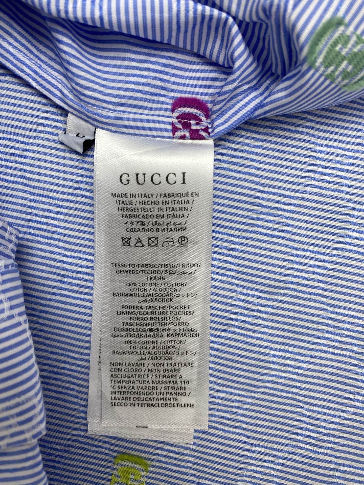 Gucci Striped Cotton Shirt with Multicolor GG Logo Details - Short Sleeve 8 i1751872800326 6610 0 7