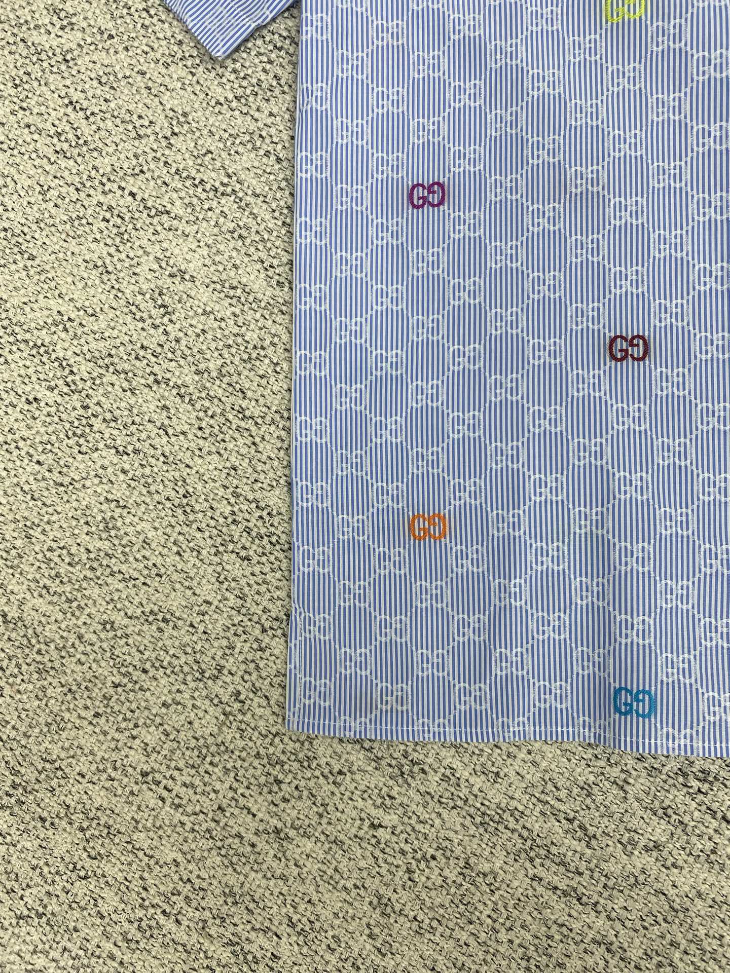 Gucci Striped Cotton Shirt with Multicolor GG Logo Details - Short Sleeve 6 i1751872800370 1498 0 5