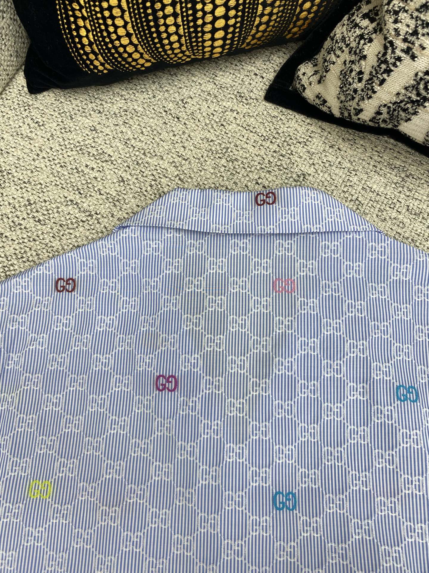Gucci Striped Cotton Shirt with Multicolor GG Logo Details - Short Sleeve 9 i1751872802640 5387 0 8